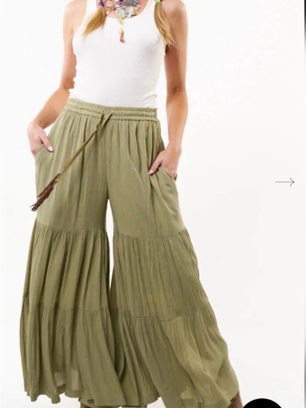 Aratta Olive Green Dream Palazzo Pants